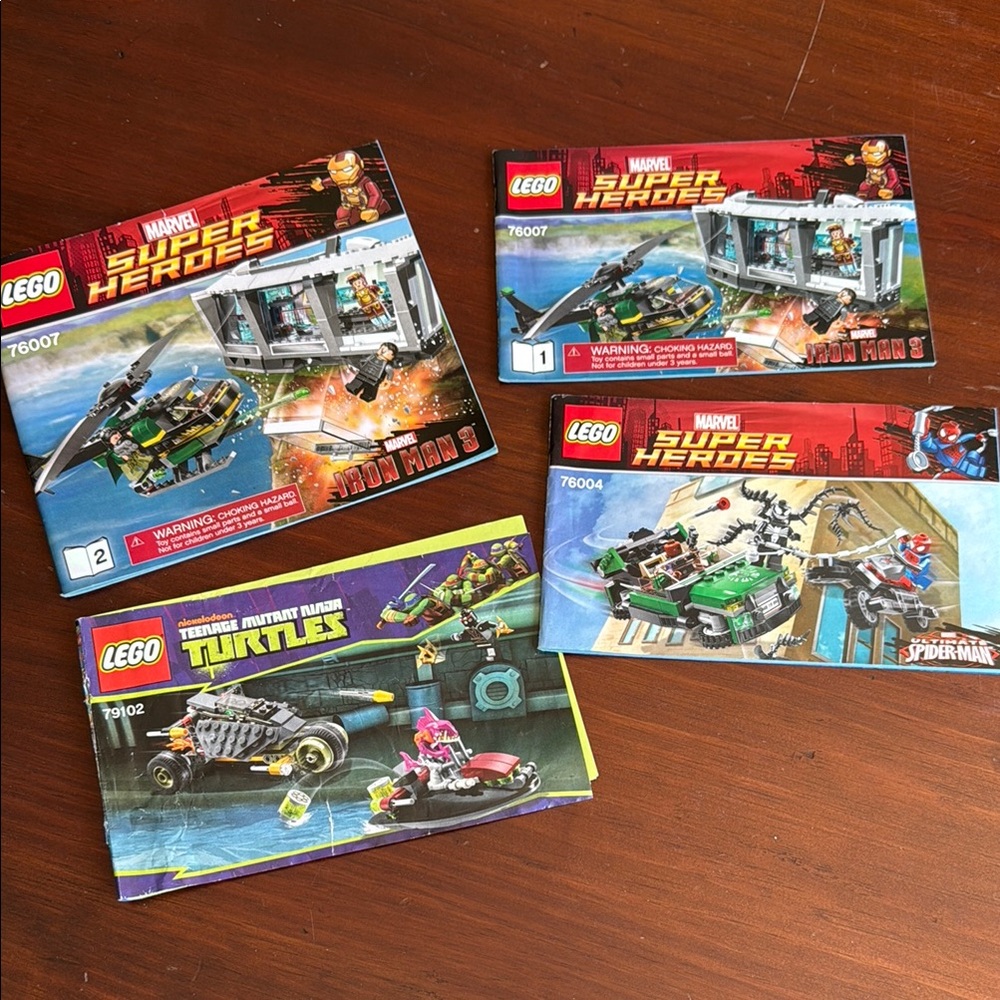LEGO Marvel and TMNT instruction manuals